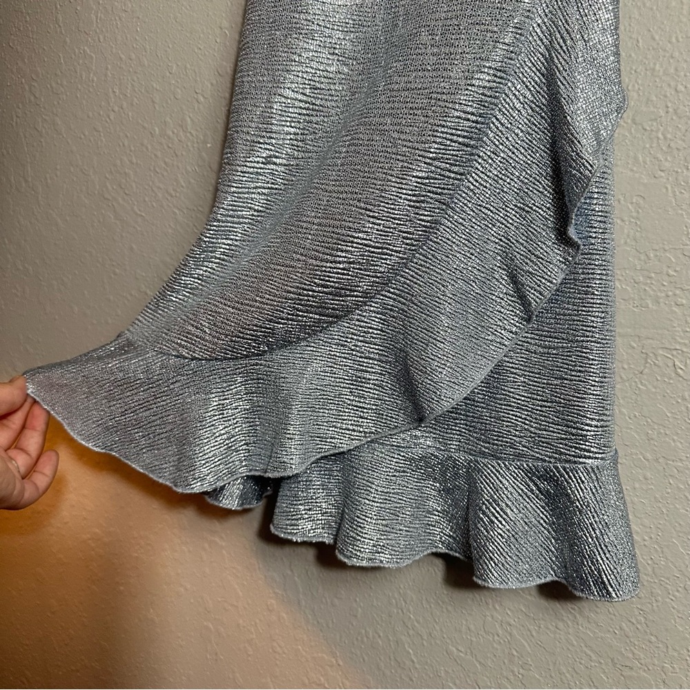 Girls blue & silver holiday dress, sleeveless, Ruffled hem, size 10, Speechless - Picture 2 of 6